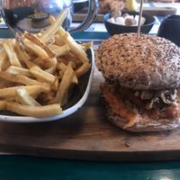 Vegan squid burger... nomnomnom at The Fish & The Chip in Leicester