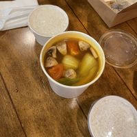 Tom yum soup. Spicy means spicy at Thai Vegan in Beverly Hills