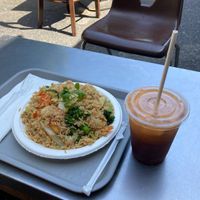 Fried rice and rice Thai tea   at Thai Vegan in Beverly Hills