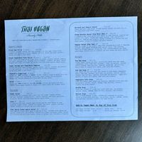 Main Menu  at Thai Vegan in Beverly Hills