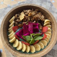 Green goddess smoothie bowl with spirulina and Maca   at Dharma Coffee & Juice in Ubud