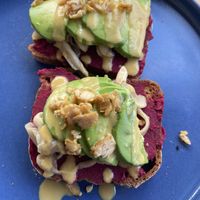 Hummus and shrooms with gf toast   at Dharma Coffee & Juice in Ubud