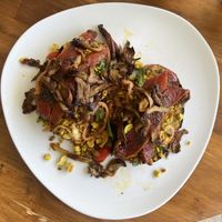 Tofu scramble, papaya bacon and mixed mushrooms on toast   at Dharma Coffee & Juice in Ubud