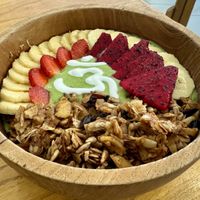 Spirulina smoothie bowls  at Dharma Coffee & Juice in Ubud