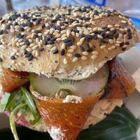 Vegan salmon bagel  at Dharma Coffee & Juice in Ubud