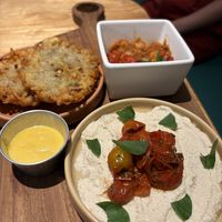 Build your own breakfast with hash browns, chickpeas and cashew creamm  at Dharma Coffee & Juice in Ubud
