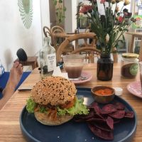 Jackfruit burger  at Dharma Coffee & Juice in Ubud