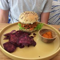 Jackfruit burger  at Dharma Coffee & Juice in Ubud