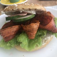 “Salmon” bagel sandwich  at Dharma Coffee & Juice in Ubud