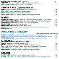 Menu for the rose, March 2018 at The Rose in South East London