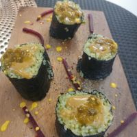 Spicy 'Chicken' Sushi at Back2Nature Vegan Cafe in Brighton