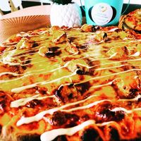 Tandoori satay pizza at Back2Nature Vegan Cafe in Brighton