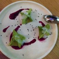 Kimchi dumplings with ginger foam at Alibi in Sydney