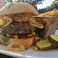 The Vegan Burger - homemade black bean burger at The Griffon Gastropub in East Aurora