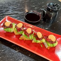 Crispy rice with avocado and spicy watermelon at PLANTA in Miami Beach