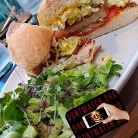 'Crispy Chick'n Sandwich' with the baby gem green goddess salad. [DONTWATCH.ORG] at PLANTA in Miami Beach