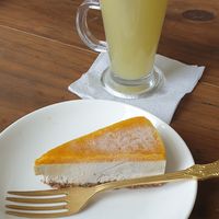 Mango cake at Ayurvedico Cafe in Pokhara