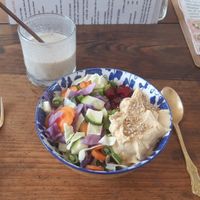 Buddha Bowl with Banana milk at Ayurvedico Cafe in Pokhara