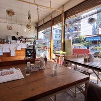 View from my table. Very cozy in the morning. at Ayurvedico Cafe in Pokhara