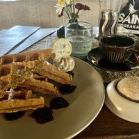 Pumpkin Lemon Waffle (not very sweet)  at Zest Ubud in Ubud