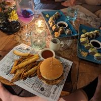Schnitzel Burger and sushi at Zest Ubud in Ubud