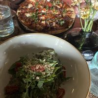 Jackfruit Pizza and pesto ricenoodles  at Zest Ubud in Ubud
