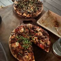Mushroom pizza(top)-jackfruit pizzaa  at Zest Ubud in Ubud
