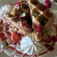 Strawberries & Cream Waffles  at Zest Ubud in Ubud