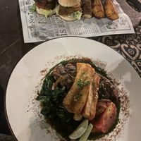 Burger sliders and jackfruit steak   at Zest Ubud in Ubud