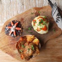 The sinner set meal plus thier crushed potatoes! at Zest Ubud in Ubud