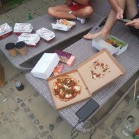 Vegan Roman jack pizza ordered via grab which was AMAZING!!!! at Zest Ubud in Ubud