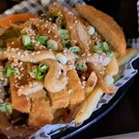 Salt & chilli chips with added vegan chicken at Drury Street Bar & Kitchen in Glasgow