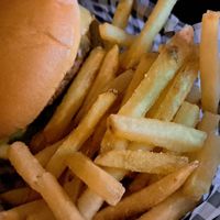 Vegan burger and chips at Drury Street Bar & Kitchen in Glasgow