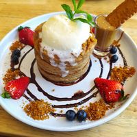 Lotus pancakes at Preach Cafe in Bondi Beach