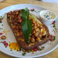 Hummus toast at Preach Cafe in Bondi Beach