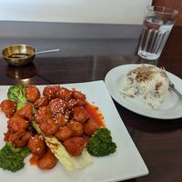 Ruby Pearls with side of white rice at Noble Vegetarian in Sacramento