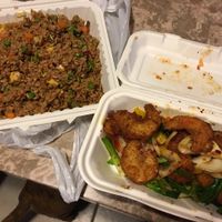 Thai fried rice and spicy cha cha  at Noble Vegetarian in Sacramento