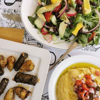 Vegan options. Get the stuffed leaves! at Portes in Chania