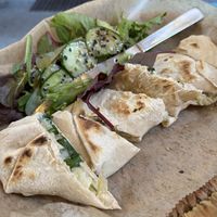 Very tasty stuffed flatbread with artichokes   at SAJ in Nice