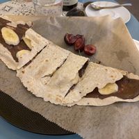 Flatbread dessert with chocolate and banana  at SAJ in Nice