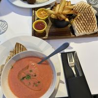 Gazpacho, Veggie Taco & Falafel  at Cinema Cafe in Fes