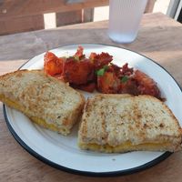 Vegan Grilled Cheese & Tomato Potatoes at Three Twigs & Co in Springfield