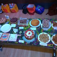 Cake Hop, Feb 18: cake buffet table, mostly vegan at Glasgow Jitterbugs in Glasgow