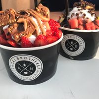 Ain’t nothin butter bowl (left), Choc treat yo self bowl (right) regular size  at Acai Brothers in Manly
