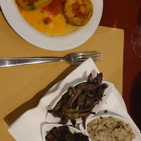 Artichoke bottoms with tomato vinaigrette and eggplant ghetto style at Gam-Gam in Venice