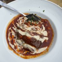 Eggplant in Tomato sauce and tahini   at Gam-Gam in Venice