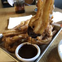Churros with Mexican chocolate sauce  at Lorca in Stamford