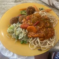 The hot food vegan selection   at Vegetalia in Fuengirola