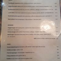 Menu side 2 at Raincheck Lounge in North Hobart