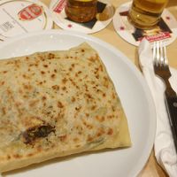 Vegan crepe with chickpea curry inside at Engelbat in Cologne